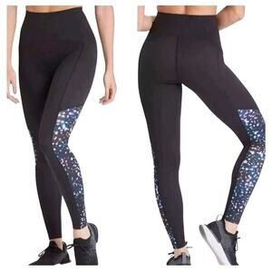 Spanx Cosmic Leggings Sz S Full Length Space Yoga Workout Shapewear Black